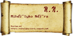 Mihályko Nóra névjegykártya